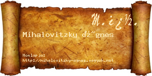 Mihalovitzky Ágnes névjegykártya